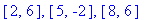 [2, 6], [5, -2], [8, 6]