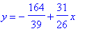 y = -164/39+31/26*x