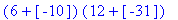 (6+[-10])*(12+[-31])