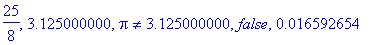 25/8, 3.125000000, Pi <> 3.125000000, false, .16592...