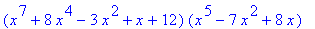 (x^7+8*x^4-3*x^2+x+12)*(x^5-7*x^2+8*x)