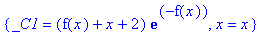{_C1 = (f(x)+x+2)*exp(-f(x)), x = x}