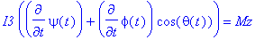 I3*(diff(psi(t),t)+diff(phi(t),t)*cos(theta(t))) = ...