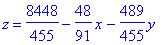z = 8448/455-48/91*x-489/455*y
