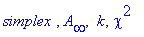 `simplex `, A[infinity], ` k`, chi^2
