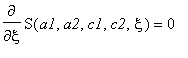 Diff(S(a1,a2,c1,c2,xi),xi) = 0