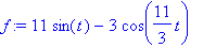 f := 11*sin(t)-3*cos(11/3*t)