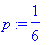p := 1/6