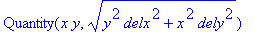 Quantity(x*y,(y^2*delx^2+x^2*dely^2)^(1/2))