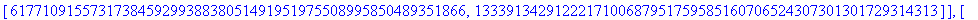 encrypted := [[[3379264946063098630572935718840299092722171204791172775641, 2577972509065803969248899050399773553445749303308880094114], [717093064651225941006111406632510874863945906620087308268, 3189...