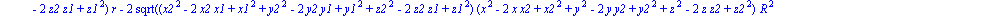 1/4*(x2^2-2*x2*x1+x1^2+y2^2-2*y2*y1+y1^2+z2^2-2*z2*z1+z1^2)*(2*(x2^2-2*x2*x1+x1^2+y2^2-2*y2*y1+y1^2+z2^2-2*z2*z1+z1^2)*r-2*((x2^2-2*x2*x1+x1^2+y2^2-2*y2*y1+y1^2+z2^2-2*z2*z1+z1^2)*(x^2-2*x*x2+x2^2+y^2...