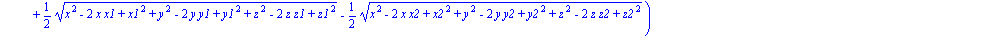 1/4*(x2^2-2*x2*x1+x1^2+y2^2-2*y2*y1+y1^2+z2^2-2*z2*z1+z1^2)*(2*(x2^2-2*x2*x1+x1^2+y2^2-2*y2*y1+y1^2+z2^2-2*z2*z1+z1^2)*r-2*((x2^2-2*x2*x1+x1^2+y2^2-2*y2*y1+y1^2+z2^2-2*z2*z1+z1^2)*(x^2-2*x*x2+x2^2+y^2...