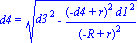 d4 = (d3^2-(-d4+r)^2*d1^2/(-R+r)^2)^(1/2)
