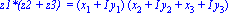 `z1*(z2 + z3) ` = (x[1]+I*y[1])*(x[2]+I*y[2]+x[3]+I*y[3])