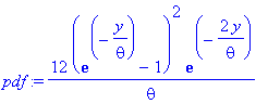 pdf := 12*(exp(-y/theta)-1)^2*exp(-2*y/theta)/theta