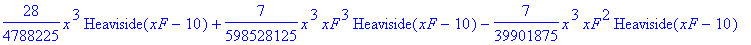 biegelinie := PIECEWISE([28/4788225*x^3*Heaviside(xF-10)+7/598528125*x^3*xF^3*Heaviside(xF-10)-7/39901875*x^3*xF^2*Heaviside(xF-10)+7/39901875*x^3*xF^2*Heaviside(xF)-7/598528125*x^3*xF^3*Heaviside(xF)+...
