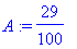 A := 29/100