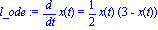 l_ode := diff(x(t), t) = 1/2*x(t)*(3-x(t))
