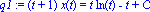 q1 := (t+1)*x(t) = t*ln(t)-t+C