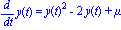 diff(y(t), t) = y(t)^2-2*y(t)+mu