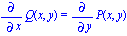 diff(Q(x, y), x) = diff(P(x, y), y)