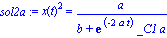 sol2a := x(t)^2 = a/(b+exp(-2*a*t)*_C1*a)