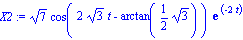 X2 := 7^(1/2)*cos(2*3^(1/2)*t-arctan(1/2*3^(1/2)))*exp(-2*t)