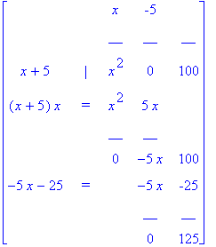 matrix([[` `, ` `, x, -5, ` `], [` `, ` `, __, __, ...