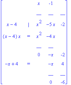 matrix([[` `, ` `, x, -1, ` `], [` `, ` `, __, __, ...