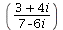 `/`(`*`(`+`(3, `*`(4, `*`(i)))), `*`(`+`(7, `-`(`*`(6, `*`(i))))))