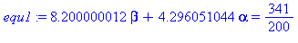 8.200000012*beta+4.296051044*alpha = 341/200