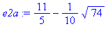 11/5-1/10*74^(1/2)