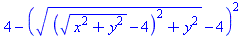 4-((((x^2+y^2)^(1/2)-4)^2+y^2)^(1/2)-4)^2