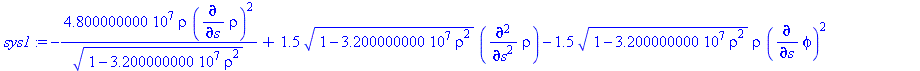-48000000.00*rho*(diff(rho, s))^2/(1-32000000.00*rho^2)^(1/2)+1.5*(1-32000000.00*rho^2)^(1/2)*(diff(diff(rho, s), s))-1.5*(1-32000000.00*rho^2)^(1/2)*rho*(diff(phi, s))^2+48000000.00*rho/(1-32000000.0...