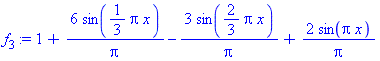 1+6*sin(1/3*Pi*x)/Pi-3*sin(2/3*Pi*x)/Pi+2*sin(Pi*x)/Pi