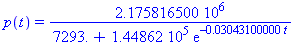 p(t) = 2175816.500/(7293.+144862.*exp(-0.3043100000e-1*t))
