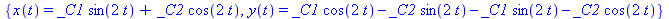 {x(t) = _C1*sin(2*t)+_C2*cos(2*t), y(t) = _C1*cos(2*t)-_C2*sin(2*t)-_C1*sin(2*t)-_C2*cos(2*t)}