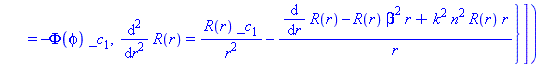 Struc := `&where`(E(r, phi, z, t) = R(r)*Phi(phi)*exp((beta*z-omega*t)*I), [{diff(Phi(phi), `$`(phi, 2)) = -Phi(phi)*_c[1], diff(R(r), `$`(r, 2)) = R(r)*_c[1]/r^2-((diff(R(r), r))-R(r)*beta^2*r+k^2*n^...