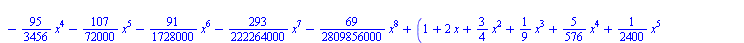 `+`(`*`(`^`(x, 2), `*`(`+`(`-`(2), `-`(`*`(3, `*`(x))), `-`(`*`(`/`(8, 9), `*`(`^`(x, 2)))), `-`(`*`(`/`(95, 864), `*`(`^`(x, 3)))), `-`(`*`(`/`(107, 14400), `*`(`^`(x, 4)))), `-`(`*`(`/`(91, 288000),...