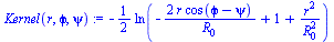 `+`(`-`(`*`(`/`(1, 2), `*`(ln(`+`(`-`(`/`(`*`(2, `*`(r, `*`(cos(`+`(`ϕ`, `-`(psi)))))), `*`(R[0]))), 1, `/`(`*`(`^`(r, 2)), `*`(`^`(R[0], 2)))))))))