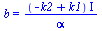 b = `/`(`*`(`+`(`-`(k2), k1), `*`(I)), `*`(alpha))