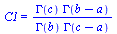 C1 = `/`(`*`(GAMMA(c), `*`(GAMMA(`+`(b, `-`(a))))), `*`(GAMMA(b), `*`(GAMMA(`+`(c, `-`(a))))))