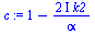 `:=`(c, `+`(1, `-`(`/`(`*`(`+`(`*`(2, `*`(I))), `*`(k2)), `*`(alpha)))))