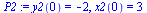 `:=`(P2, y2(0) = -2, x2(0) = 3)