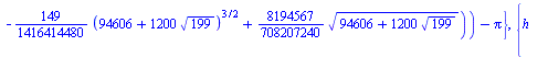 {theta = `+`(`-`(arctan(`+`(`/`(`*`(`/`(1, 2832828960), `*`(`^`(3, `/`(1, 2)), `*`(`^`(`+`(94606, `-`(`*`(1200, `*`(`^`(199, `/`(1, 2)))))), `/`(1, 2)), `*`(`+`(3383520, `-`(`*`(106800, `*`(`^`(199, `...