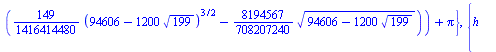 {theta = `+`(`-`(arctan(`+`(`/`(`*`(`/`(1, 2832828960), `*`(`^`(3, `/`(1, 2)), `*`(`^`(`+`(94606, `-`(`*`(1200, `*`(`^`(199, `/`(1, 2)))))), `/`(1, 2)), `*`(`+`(3383520, `-`(`*`(106800, `*`(`^`(199, `...