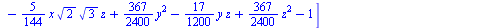 [`+`(`*`(`/`(3, 2), `*`(cos(psi))), `-`(x)), `+`(`*`(`/`(3, 2), `*`(sin(psi))), `-`(y)), `+`(h, `-`(z)), `+`(`*`(`/`(31, 144), `*`(`^`(x, 2))), `-`(`*`(`/`(5, 144), `*`(x, `*`(`^`(2, `/`(1, 2)), `*`(`...