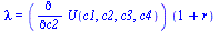 lambda = `*`(diff(U(c1, c2, c3, c4), c2), `*`(`+`(1, r)))