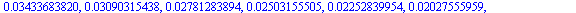 .81, .729, .6561, .59049, .531441, .4782969, .43046721, .387420489, .3486784401, .3138105961, .2824295365, .2541865828, .2287679246, .2058911321, .1853020189, .1667718170, .1500946353, .1350851718, .1...