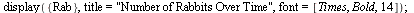 `:=`(Rab, DEplot(sys, [x(t), y(t)], t = 0 .. 13, {[0, 1.5, .5]}, stepsize = .1, scene = [t, x(t)], linecolor = 'blue')); -1; display({Rab}, title = 